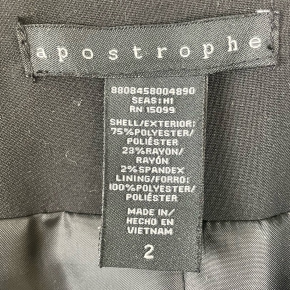 Apostrophe Deep Satin Lapel Fitted One Button Blazer Jacket | Black | Size 2 - Picture 5 of 7